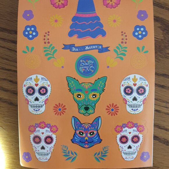 Day Of The Dead Sticker Books & Wood Block Decor Dia De Los Muertos Sugar Skull - Picture 4 of 9